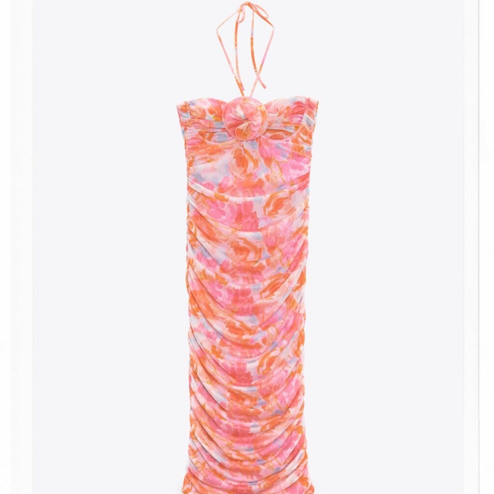 ZARA PRINT DRESS WITH TULLE. Medium. NWT